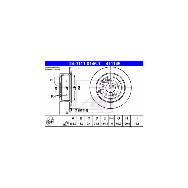 Stabdžių diskas  ATE 24.0111-0146.1