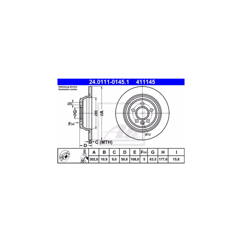 Stabdžių diskas  ATE 24.0111-0145.1