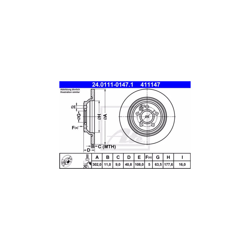 Stabdžių diskas  ATE 24.0111-0147.1