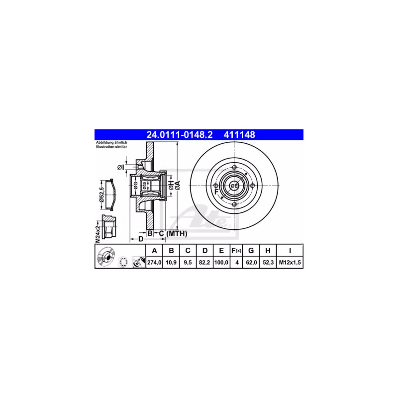 Stabdžių diskas  ATE 24.0111-0148.2