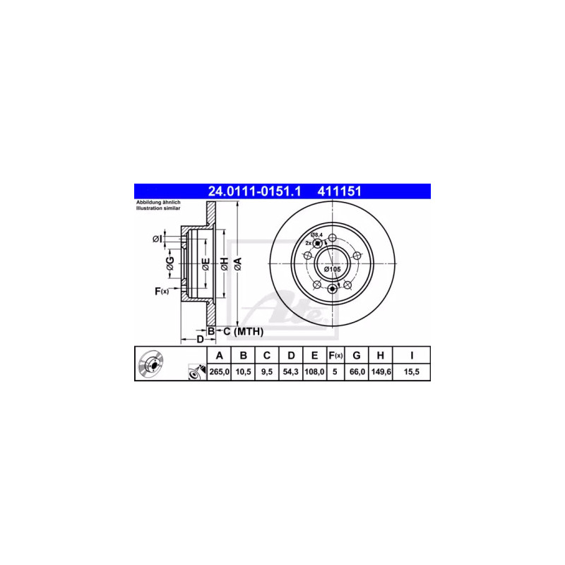 Stabdžių diskas  ATE 24.0111-0151.1