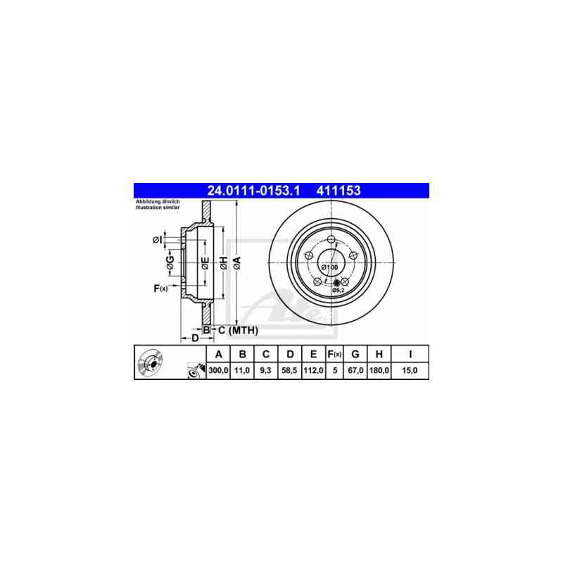 Stabdžių diskas  ATE 24.0111-0153.1