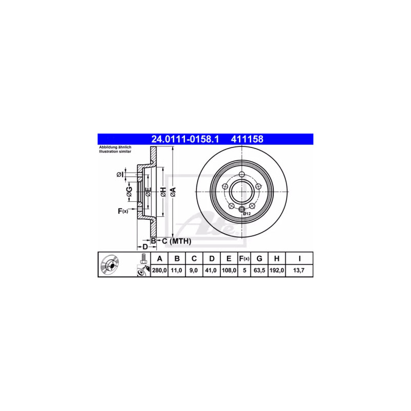 Stabdžių diskas  ATE 24.0111-0158.1