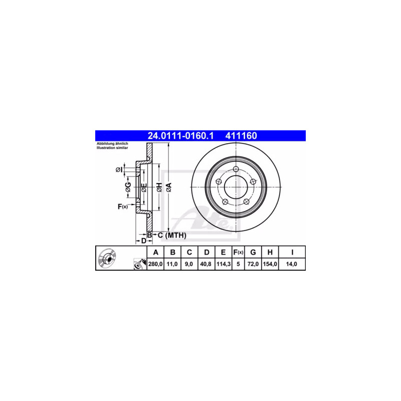 Stabdžių diskas  ATE 24.0111-0160.1