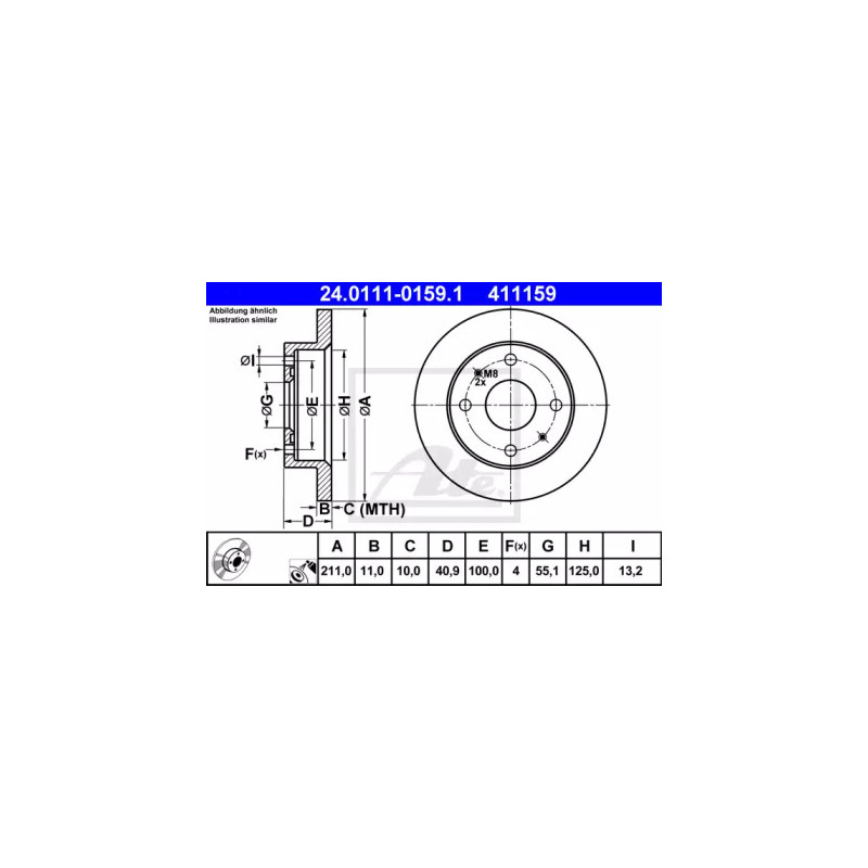 Stabdžių diskas  ATE 24.0111-0159.1