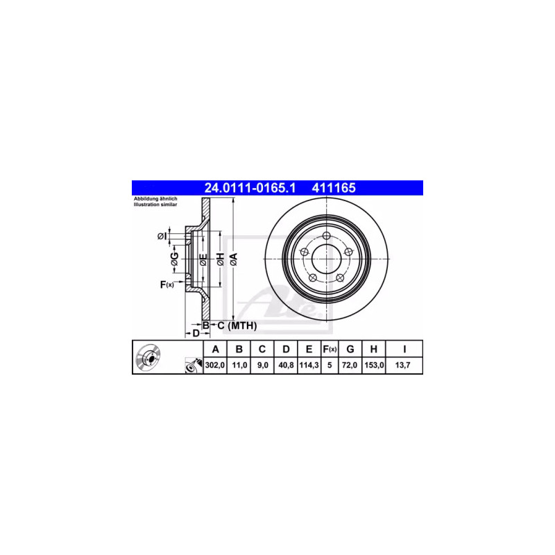 Stabdžių diskas  ATE 24.0111-0165.1
