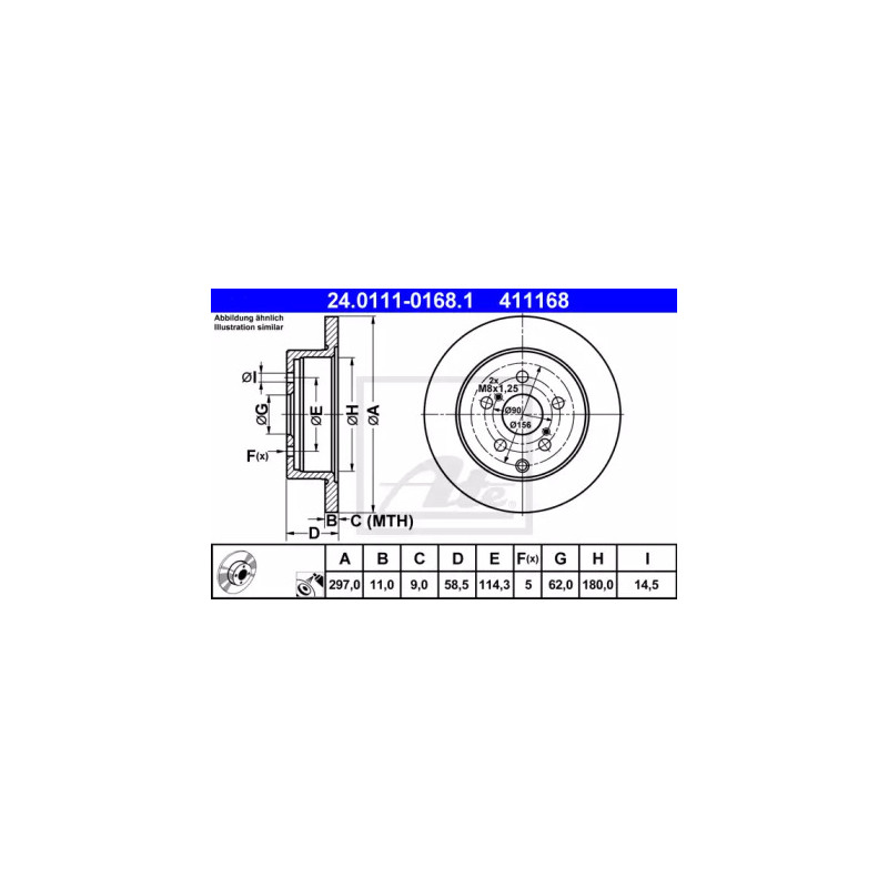 Stabdžių diskas  ATE 24.0111-0168.1