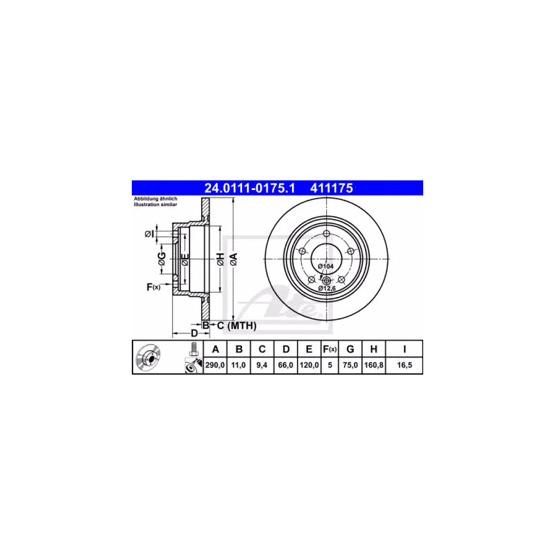 Stabdžių diskas  ATE 24.0111-0175.1
