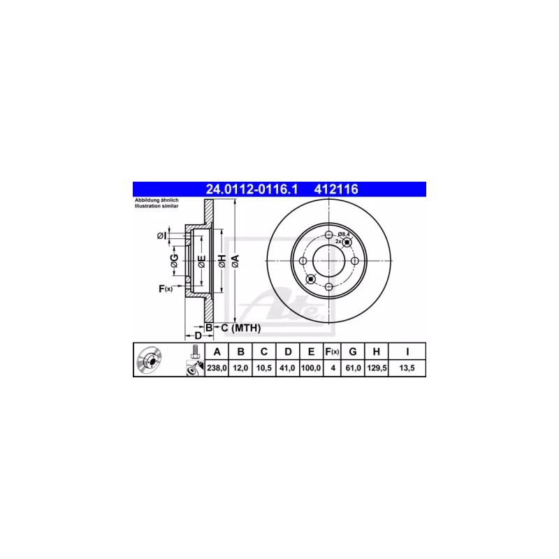 Stabdžių diskas  ATE 24.0112-0116.1