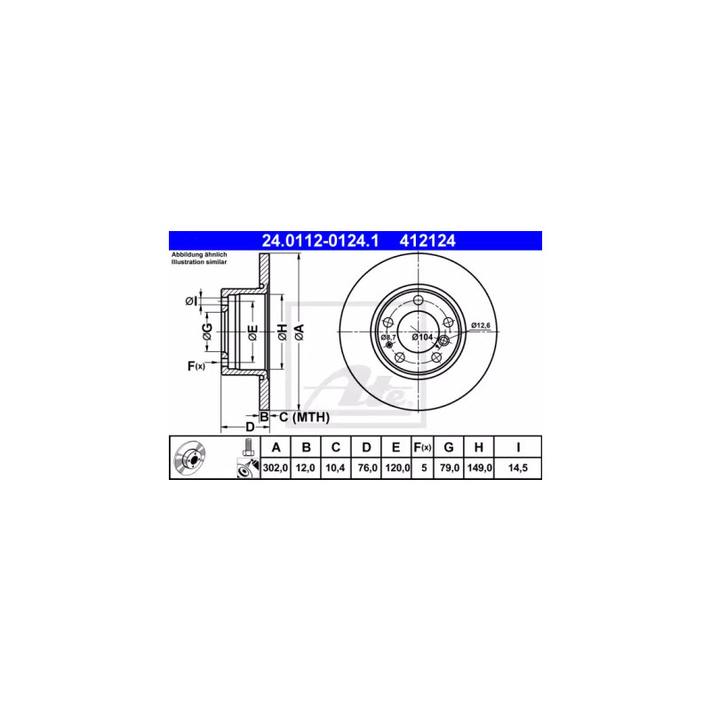 Stabdžių diskas  ATE 24.0112-0124.1