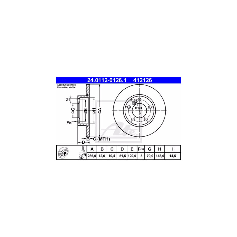 Stabdžių diskas  ATE 24.0112-0126.1