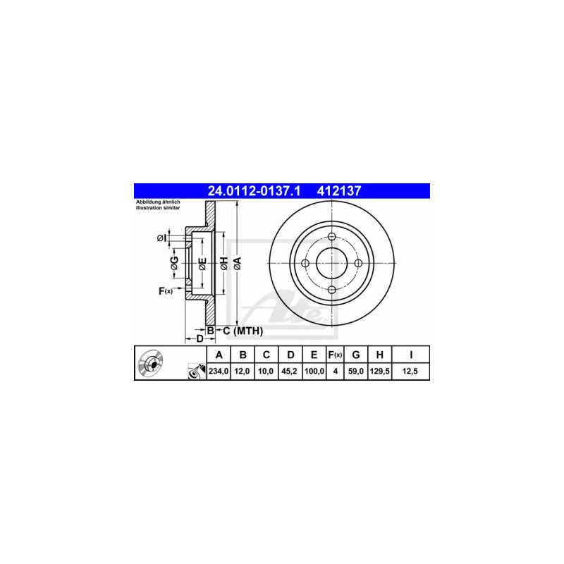 Stabdžių diskas  ATE 24.0112-0137.1