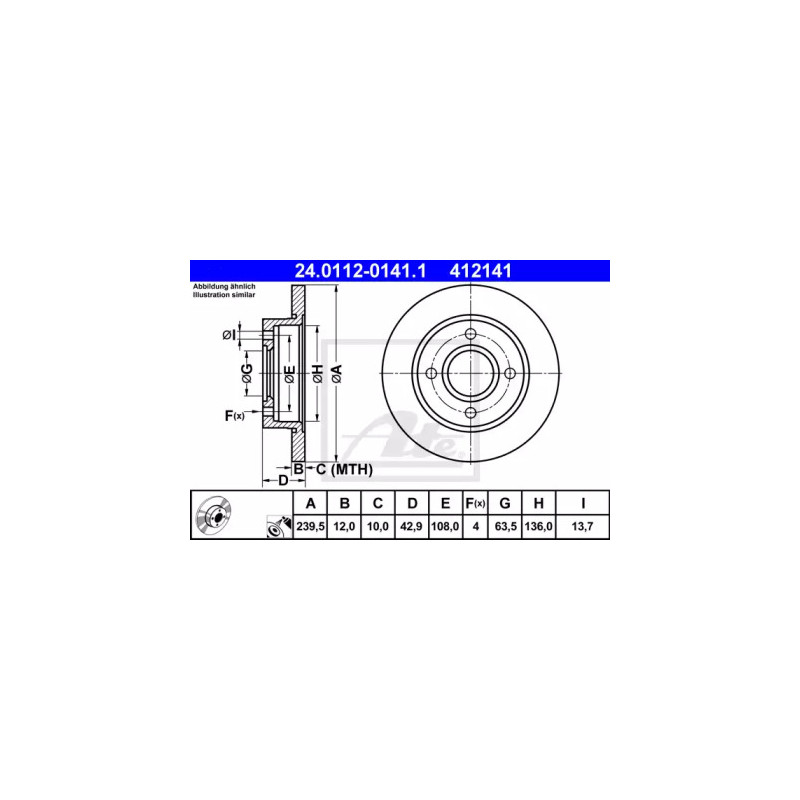 Stabdžių diskas  ATE 24.0112-0141.1