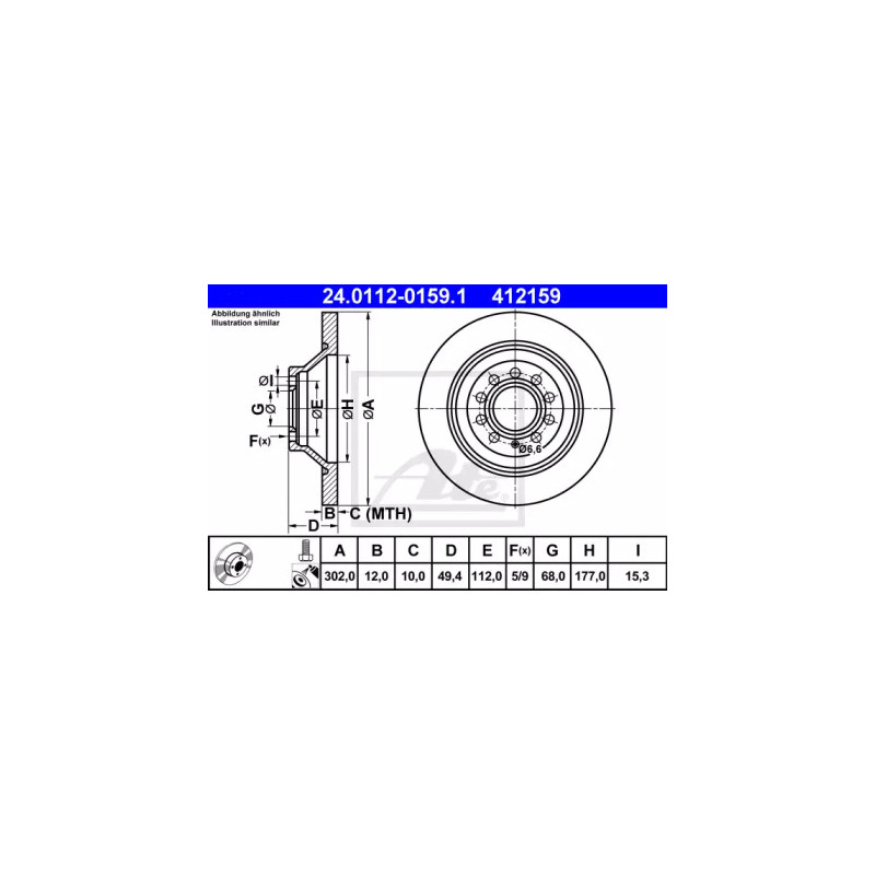 Stabdžių diskas  ATE 24.0112-0159.1