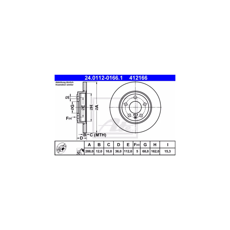 Stabdžių diskas  ATE 24.0112-0166.1