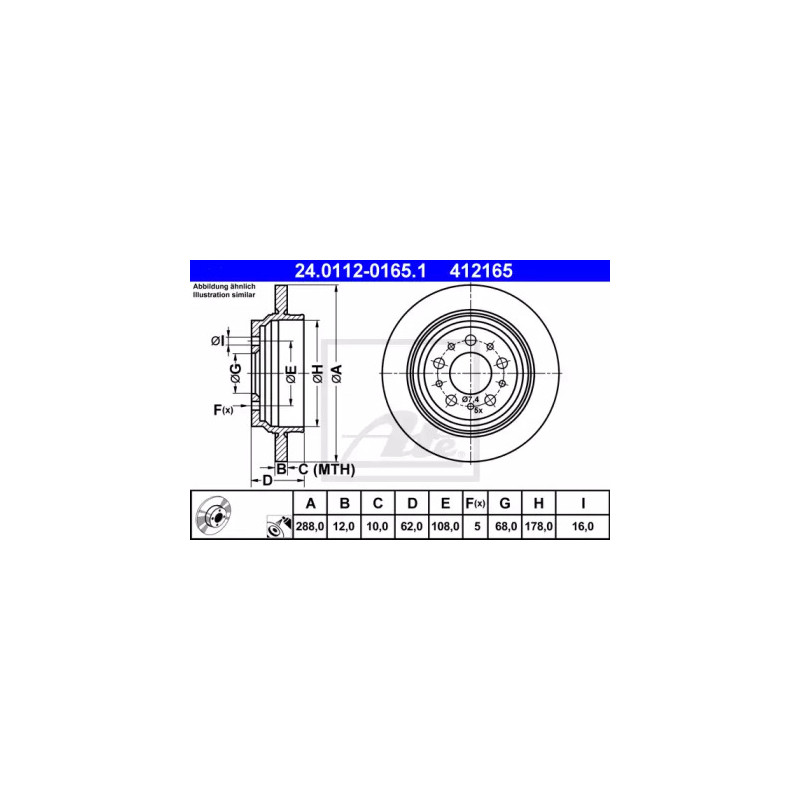 Stabdžių diskas  ATE 24.0112-0165.1