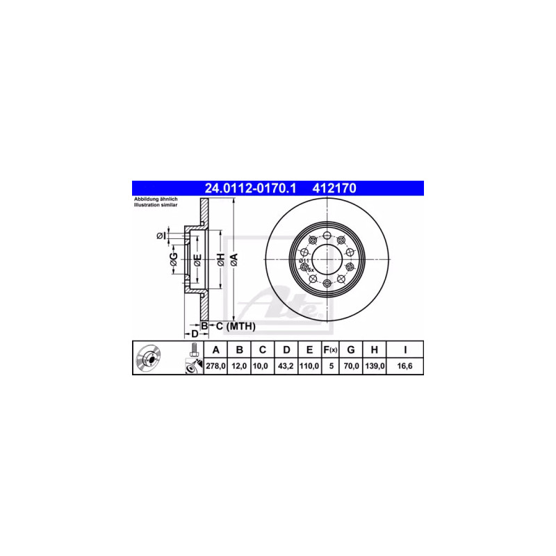Stabdžių diskas  ATE 24.0112-0170.1