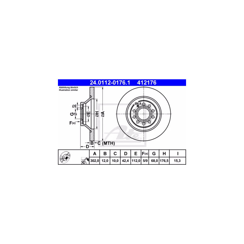 Stabdžių diskas  ATE 24.0112-0176.1