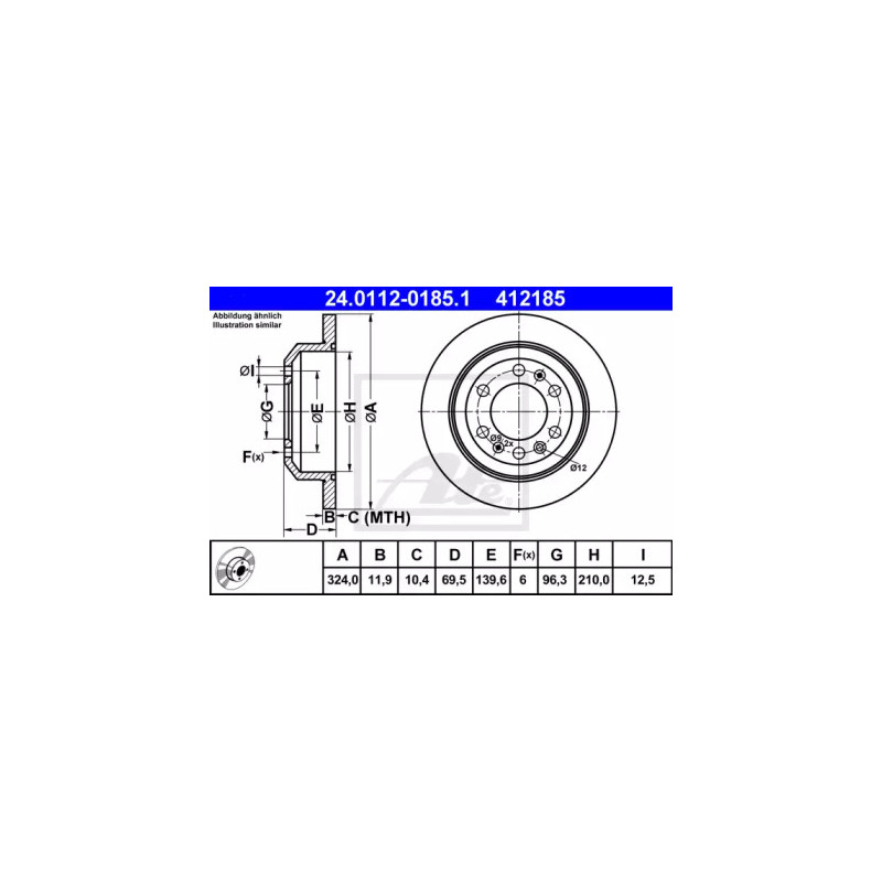 Stabdžių diskas  ATE 24.0112-0185.1