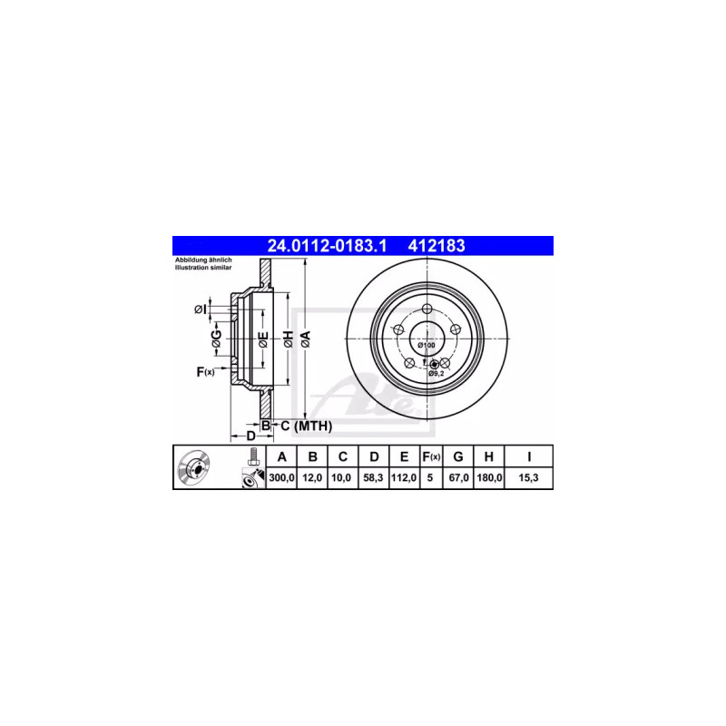 Stabdžių diskas  ATE 24.0112-0183.1