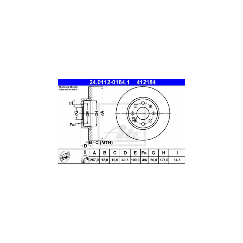 Stabdžių diskas  ATE 24.0112-0184.1