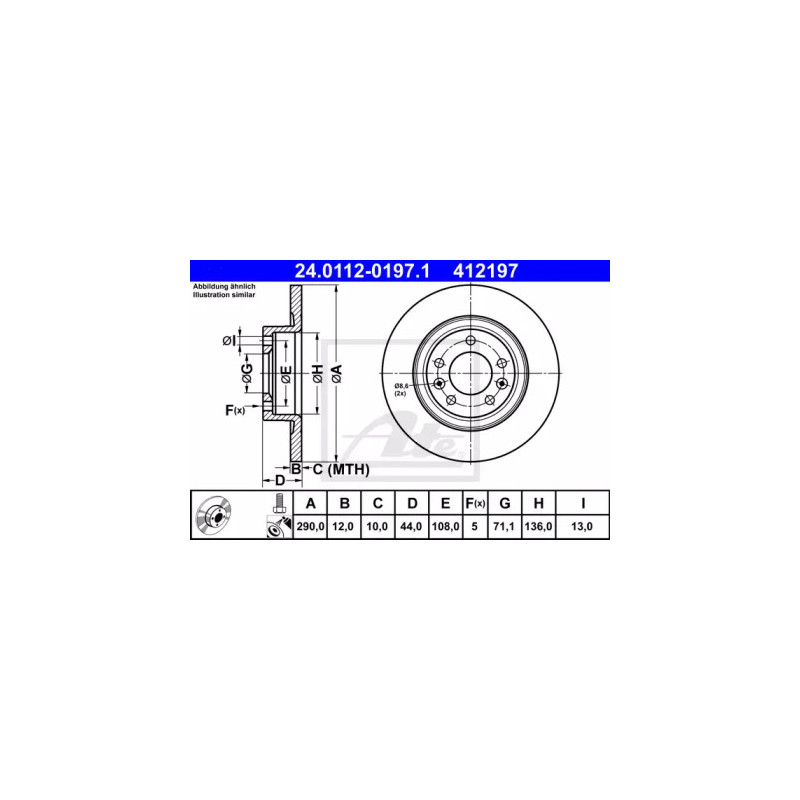 Stabdžių diskas  ATE 24.0112-0197.1