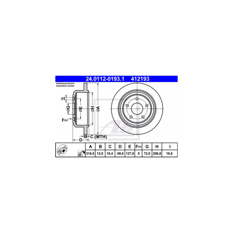 Stabdžių diskas  ATE 24.0112-0193.1