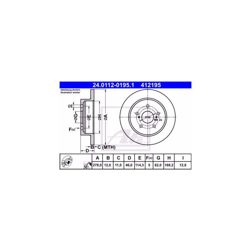 Stabdžių diskas  ATE 24.0112-0195.1