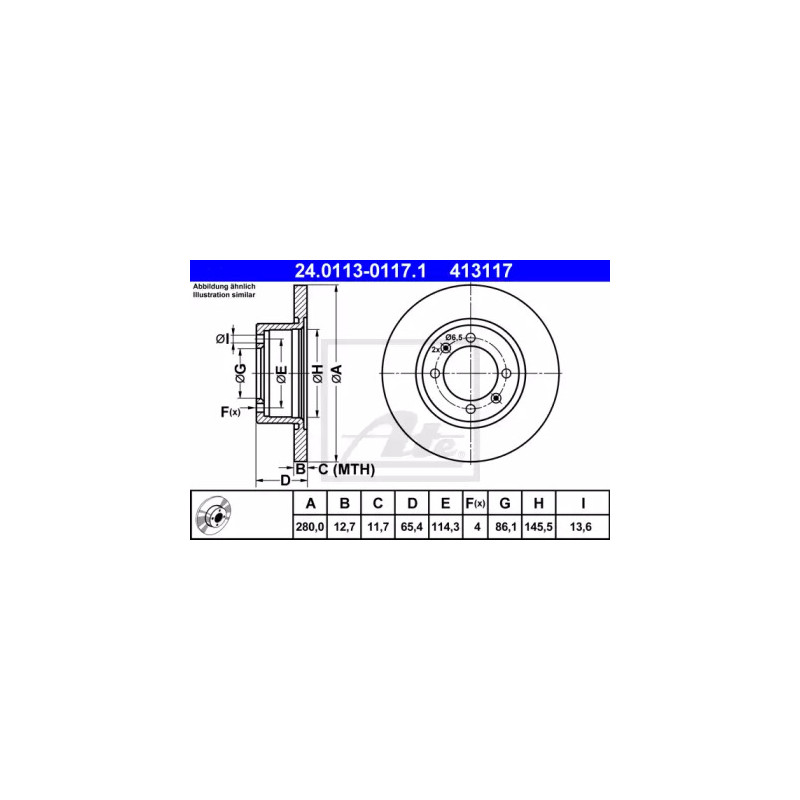 Stabdžių diskas  ATE 24.0113-0117.1