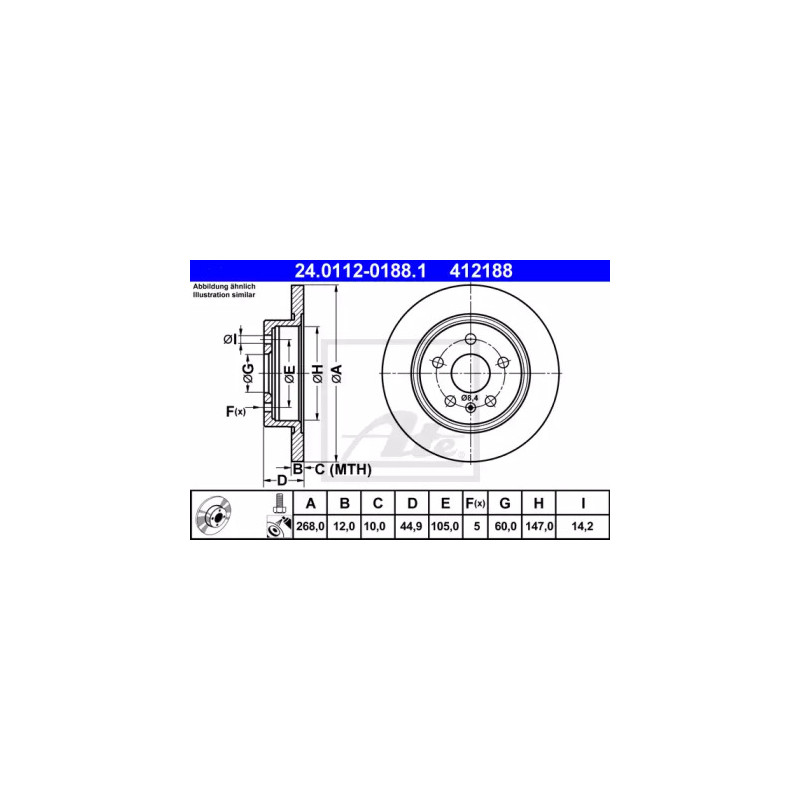 Stabdžių diskas  ATE 24.0112-0188.1