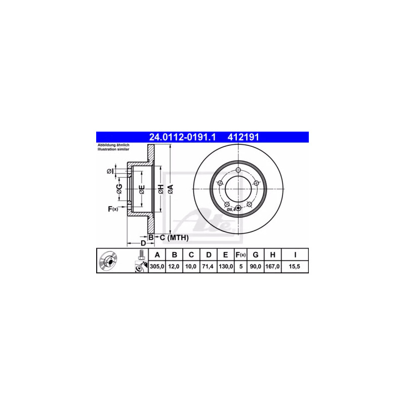 Stabdžių diskas  ATE 24.0112-0191.1