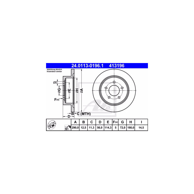 Stabdžių diskas  ATE 24.0113-0196.1