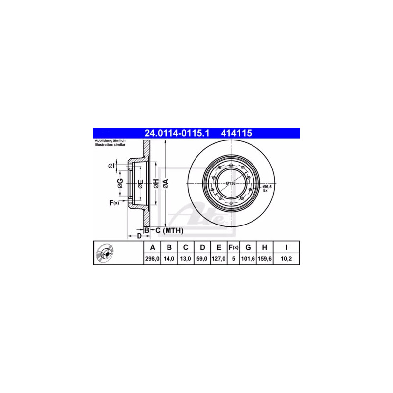 Stabdžių diskas  ATE 24.0114-0115.1