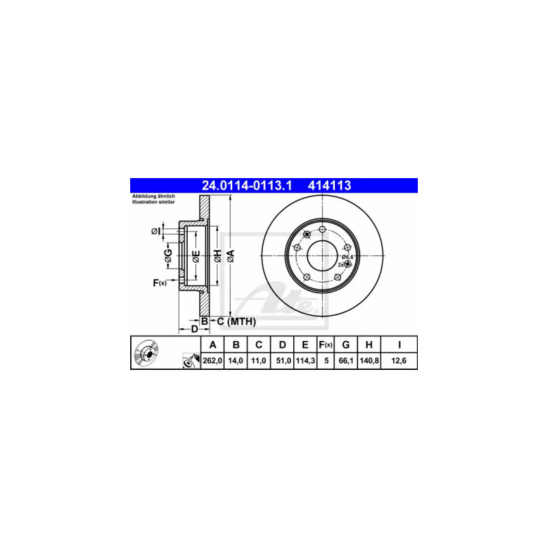 Stabdžių diskas  ATE 24.0114-0113.1