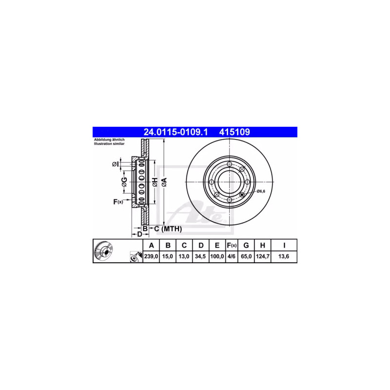 Stabdžių diskas  ATE 24.0115-0109.1