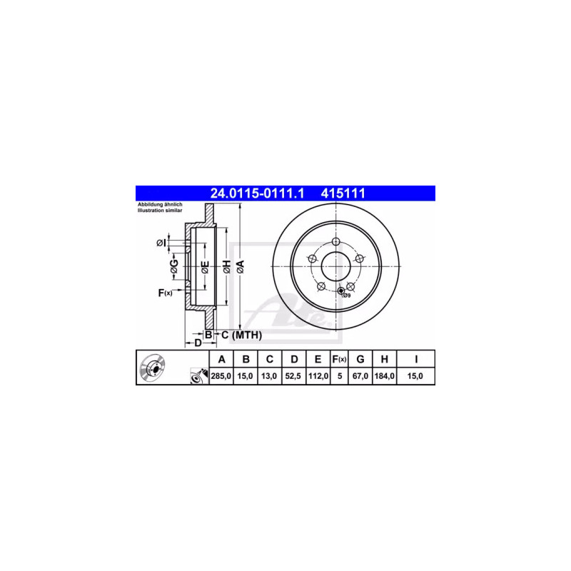 Stabdžių diskas  ATE 24.0115-0111.1