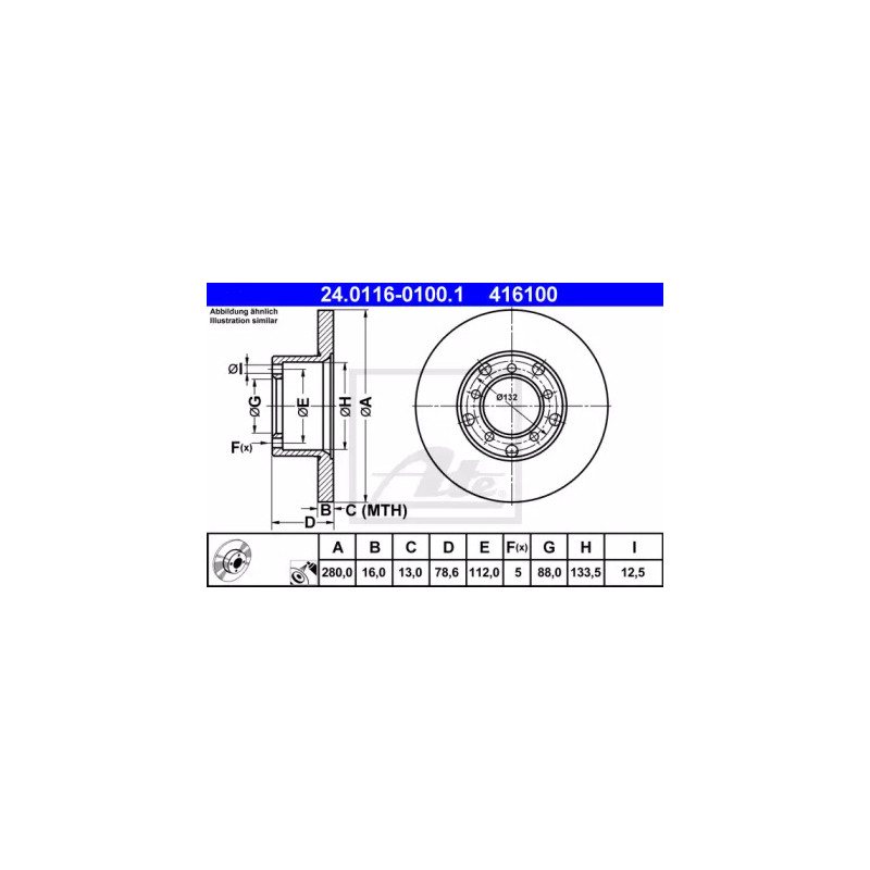 Stabdžių diskas  ATE 24.0116-0100.1