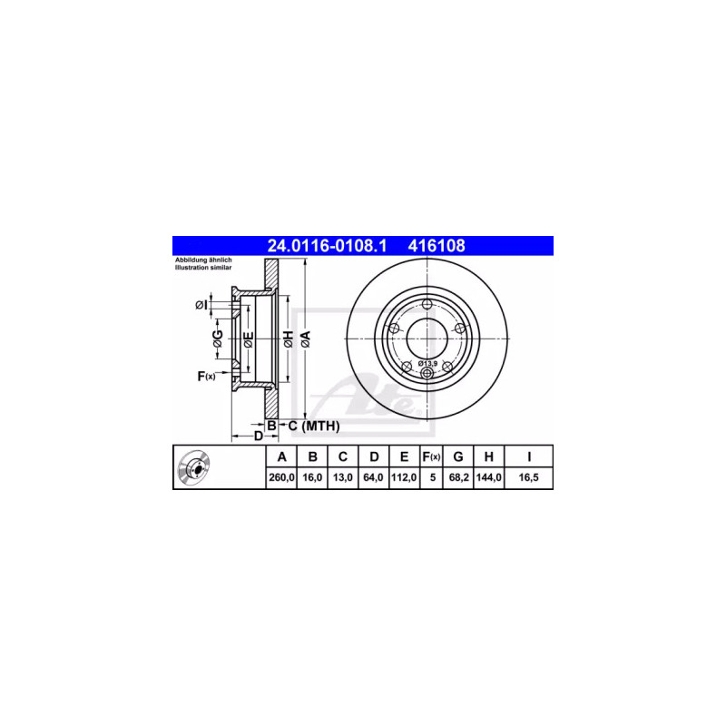 Stabdžių diskas  ATE 24.0116-0108.1