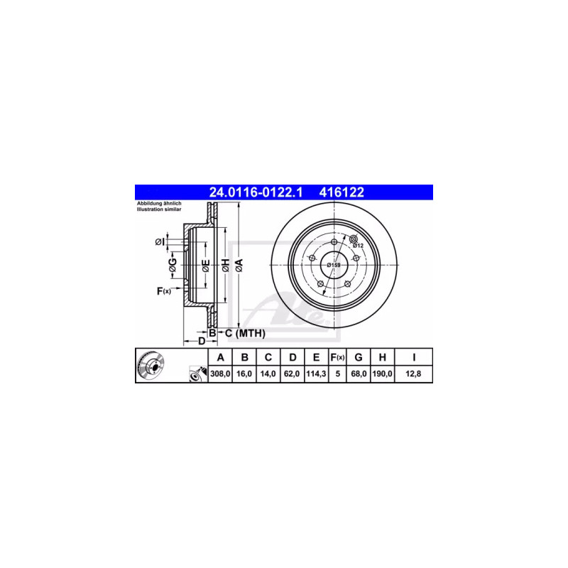 Stabdžių diskas  ATE 24.0116-0122.1