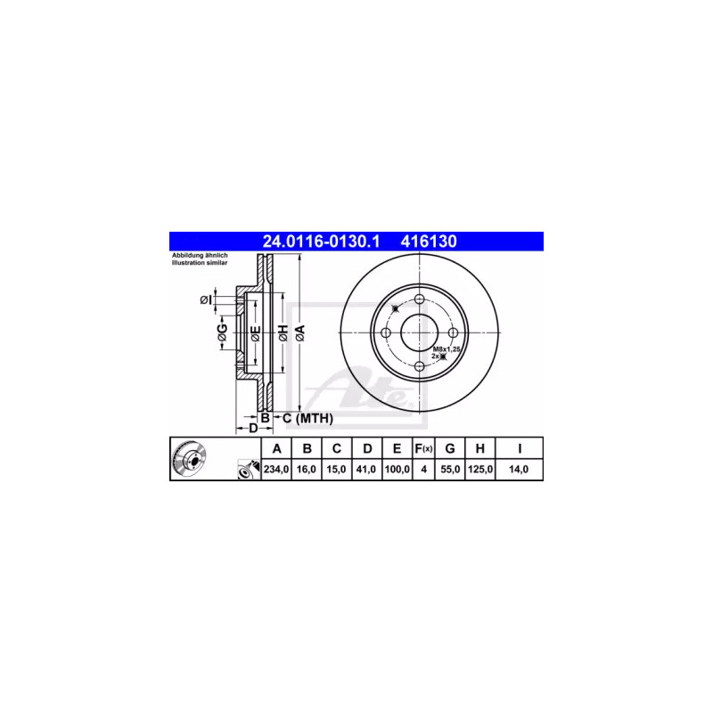 Stabdžių diskas  ATE 24.0116-0130.1