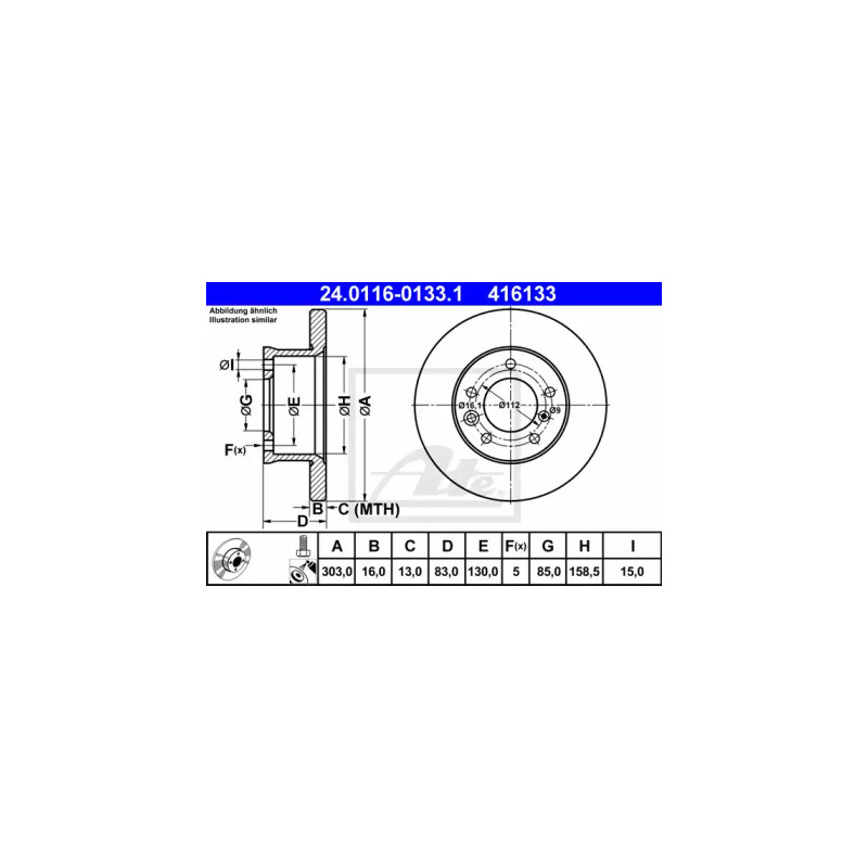 Stabdžių diskas  ATE 24.0116-0133.1
