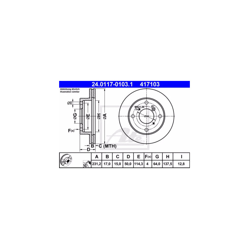 Stabdžių diskas  ATE 24.0117-0103.1