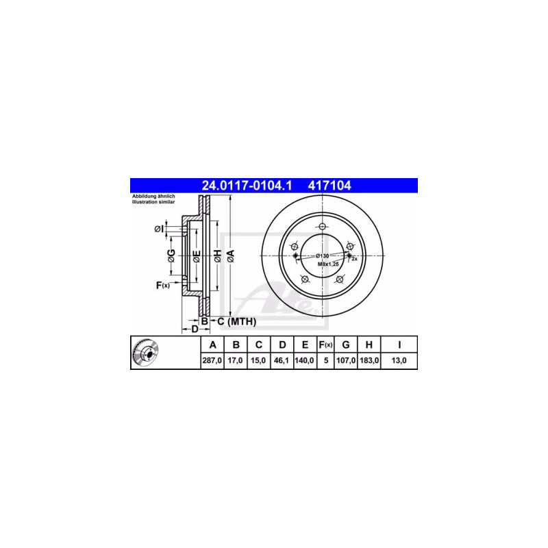 Stabdžių diskas  ATE 24.0117-0104.1