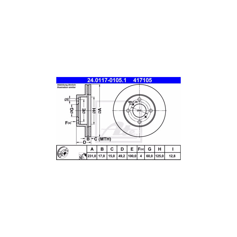 Stabdžių diskas  ATE 24.0117-0105.1