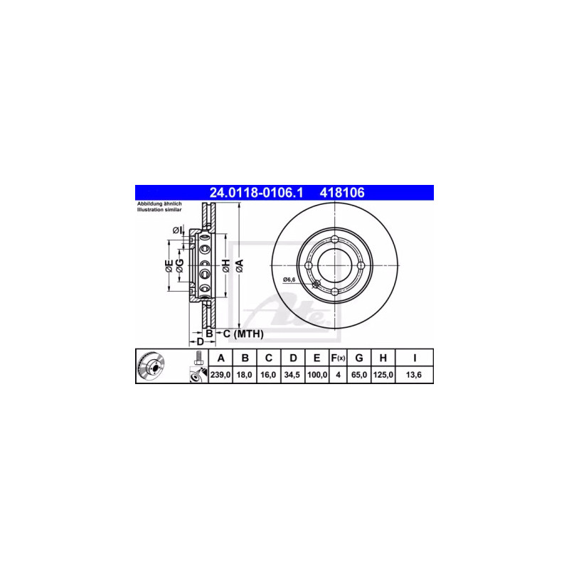 Stabdžių diskas  ATE 24.0118-0106.1