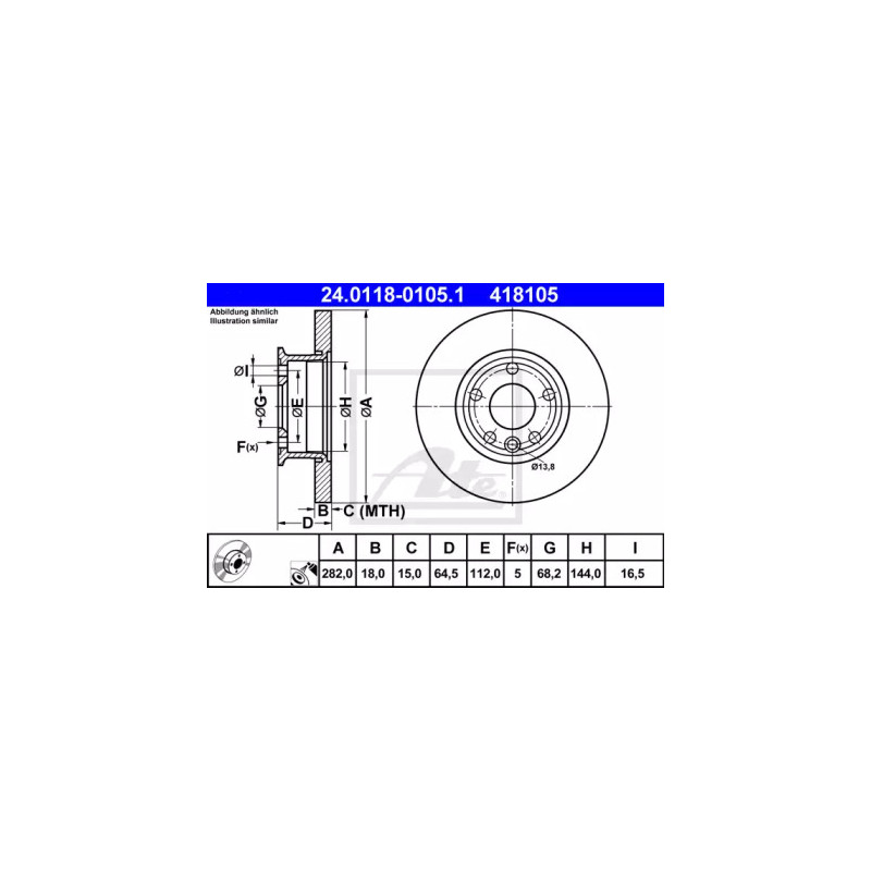 Stabdžių diskas  ATE 24.0118-0105.1