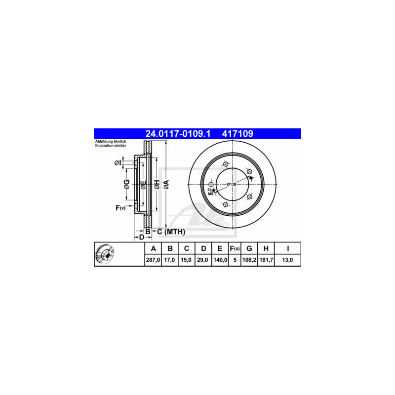 Stabdžių diskas  ATE 24.0117-0109.1