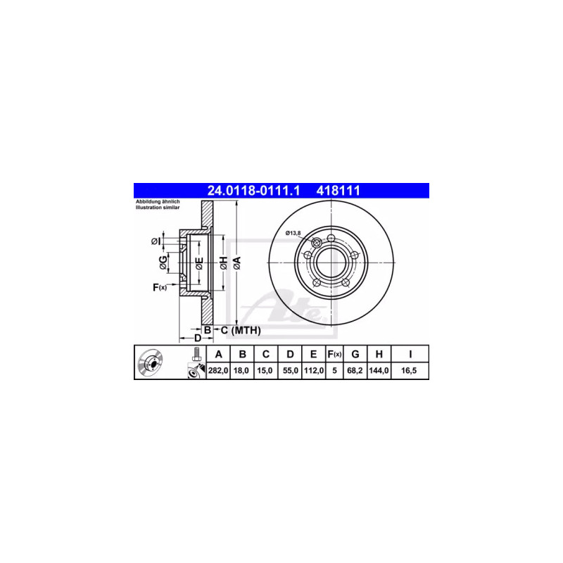 Stabdžių diskas  ATE 24.0118-0111.1