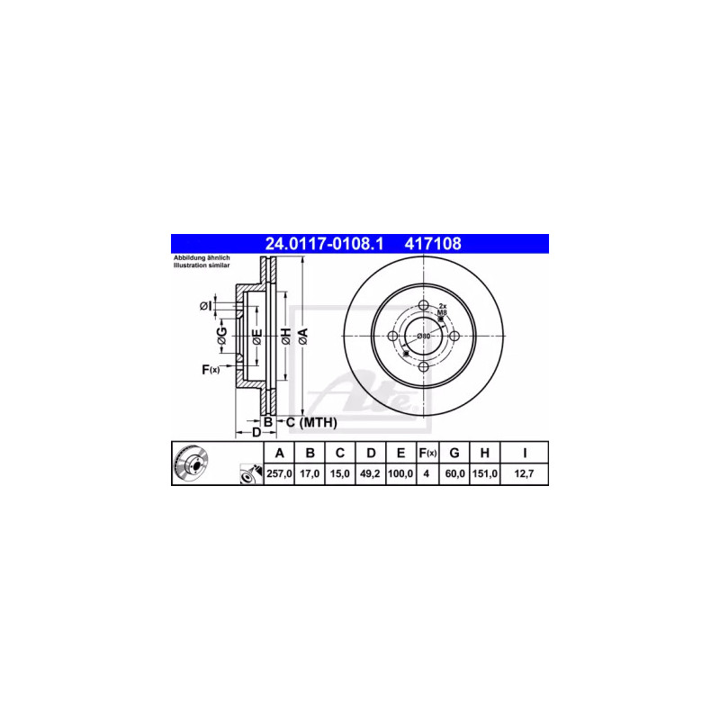 Stabdžių diskas  ATE 24.0117-0108.1