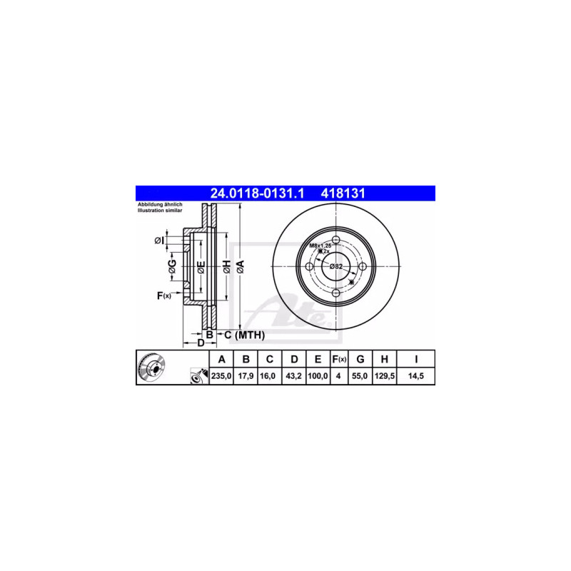 Stabdžių diskas  ATE 24.0118-0131.1